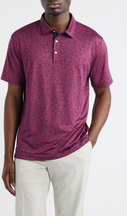 Swannies Sunset Floral Performance Golf Polo in Berry at Nordstrom, Size Xx-Large