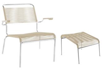 Schubiger M&ouml;bel Spaghetti-Lounger + Hocker S&auml;ntis mit Armlehnen