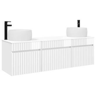 vidaXL Juego De Muebles De Ba&ntilde;o 3 Uds. Blanco Brillante Vidaxl