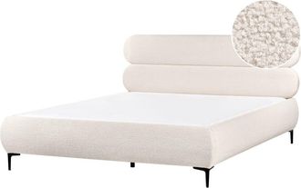Beliani Cama matrimonial de tejido blanco 180x200