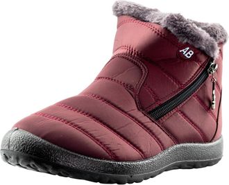 Generic Warm Lined Zip Lightweight Walking Ankle Boots for Women, Ladies Winter Shoes (Red, UK Footwear Size System, Adult, Women, Numeric, Medium, 6.5)