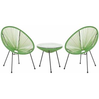 Beliani Beliani - Set da Balcone Moderno in Rattan Spaghetti Verde Acapulco ii