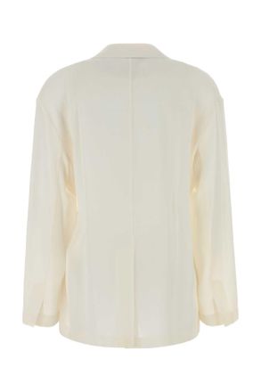Brunello Cucinelli Womens White Silk Blazer C600 Exterior: Giacche E Gilet Jacket