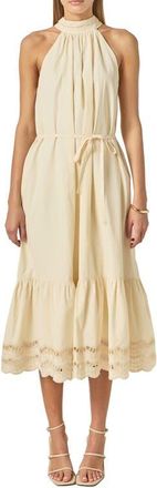 English Factory Embroidered Cotton Poplin Halter Dress in Cream at Nordstrom, Size X-Small