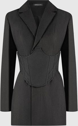 Mani&egrave;re De Voir Tailored Blazer Dress with Reversible Corset in Black at Nordstrom, Size 4