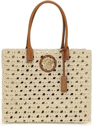Versace Beige Cotton Shoulder Womens Bag