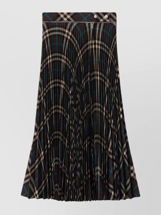 Burberry checked pleated wool blend midi skirt