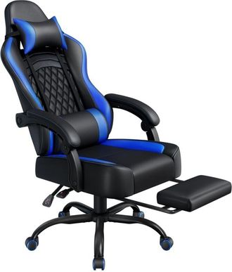 Yaheetech Yaheetech Silla Gaming Con Respaldo Almohada Lumbar De Masaje Silla Reclinable Con Altura Ajustable Reposacabezas Extra&iacute;ble Reposapi&eacute;s Negro/blanco