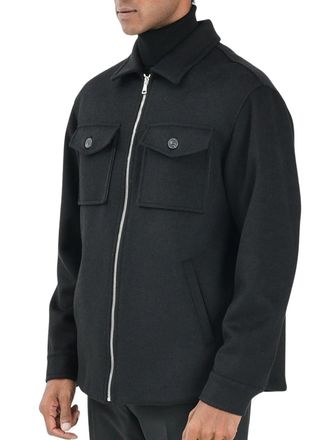 Yes London Black Zip Closure Wool-Blend Coat