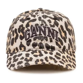 Ganni Caps, female, Brown, Size: ONE SIZE Canvas Cap Leo Emb