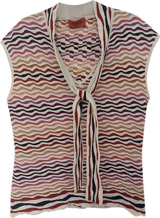 Missoni Multicoloured Abstract Knit Tie Blouse Size M