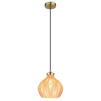 Netlighting Jessica Dome Pendant Gold Colours Matt Amber Glass Shade 1x E27