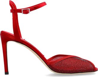 Jimmy Choo London Sacora 85 Sandalen met Hoge Hak - Dames - Sandalen met hakken - Rood - 39 EU - Leer - Schoenen