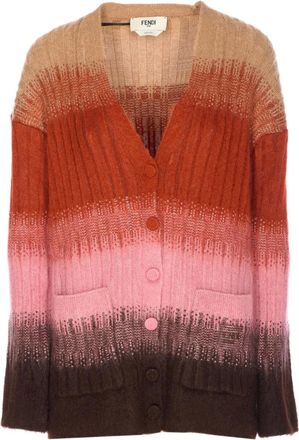 Fendi long-sleeve cardigan - women - Mohair/Wool/Polyamide - 38 - Brown
