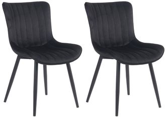 Clp Clp - Set De 2 Sillas De Comedor Largo En Terciopelo O Polipiel Negro Terciopelo