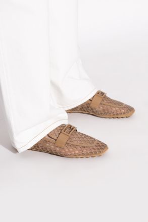 Fendi Leather Loafers, Womens, Brown