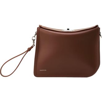 Lanvin Compagnon Asymmetrical Leather Clutch Bag in Chestnuts at Nordstrom