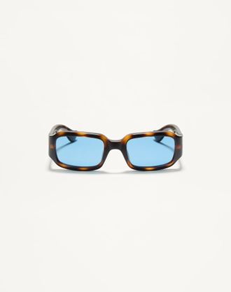 Valentino Occhiale Rettangolare In Acetato unisex HAVANA/BLU 53