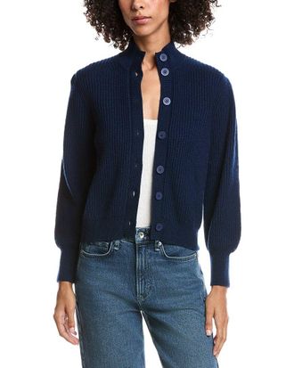 Fort&eacute; Cashmere Button Wool & Cashmere-Blend Cardigan