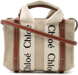 Chlo&eacute; Pre-owned Chloe Mini Canvas Woody Satchel CN28YRWFNU33NRCG