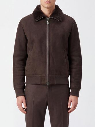 Giorgio Brato Lambskin Leather Bomber Jacket with a Fur Collar