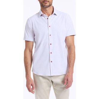 Robert Graham Brompton Knit Short Sleeve Button-Up Shirt in Lilac at Nordstrom, Size Xxx-Large