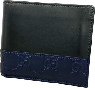 Gucci Black Navy Leather Wallet (Bi-Fold) (Pre-Owned)
