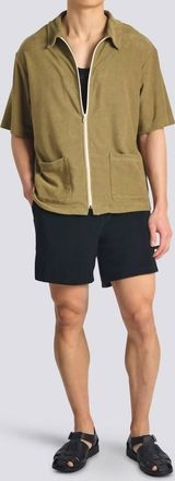 Bather Army Terry Tour Shirt In Olive