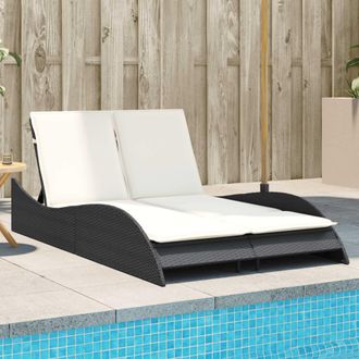 vidaXL Vidaxl - Tumbona Con Cojines Rat&aacute;n Sint&eacute;tico Negro 114x205x73 Cm