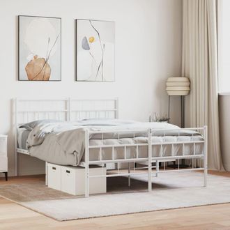 vidaXL Vidaxl - Estructura Cama Sin Colch&oacute;n Con Estribo Metal Blanco 120x200 Cm