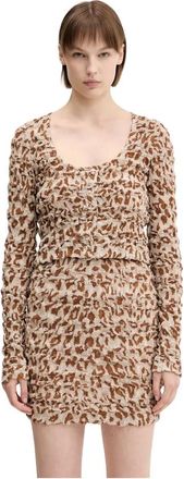 Nanushka Jylan Top - Dames - Blouses - Bruin - L - Katoen - Overhemden