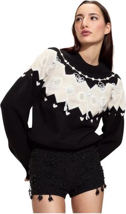 Cynthia Rowley Miei Beaded Sweater - Dames - Ronde hals truien - Zwart - L - Truien & Vesten