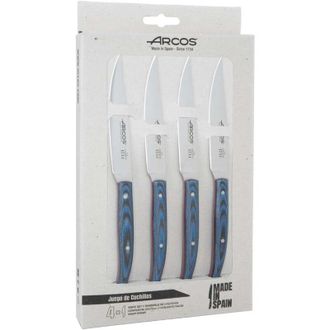 Arcos Arcos Cuchillos Mesa La Serie - Juego Cuchillos Mesa 4 Piezas (cuchillos Carne) - Hoja Acero Inoxidable Nitrum 4 Pulgadas - Mango Madera Palisandro - 
