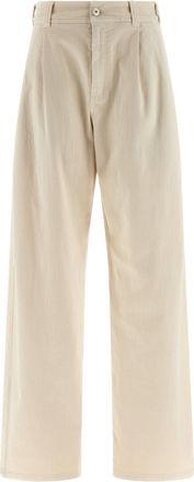 Brunello Cucinelli Pleat Pantaloni Beige-Donna
