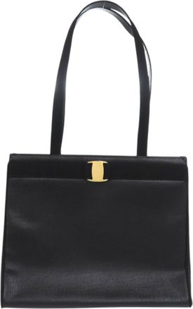 Ferragamo Black Leather Tote Bag (Pre-Owned)