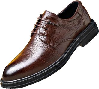 Generic Mens Full Grain Leather Dress Shoes Business Formal Oxfords British Style Classic Daily Work Shoes Professional Office Wear for Men(Brown,8.5)