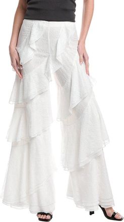 Alice & Olivia Lotus High-Rise Wide Leg Lace Ruffle Pant