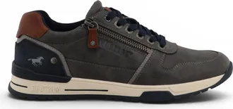 Mustang Mens Grey Faux Leather Trainer Sneaker Shoes - M0281006