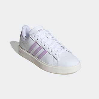 adidas Sneaker ADIDAS SPORTSWEAR GRAND COURT 2.0, Damen, Gr. 38,5, weiss (cloud wei&szlig;, powder plum, core wei&szlig;), Synthetik, Schuhe Sneaker, Design auf den Spur