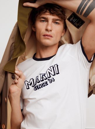 Marni Mens Velvet logo ringer T-shirt