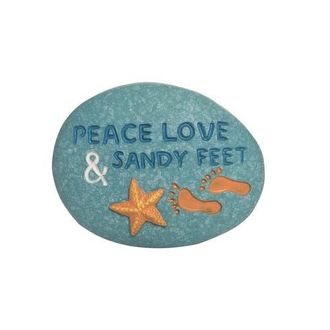 Beachcombers Peace Love & Sandy Feet Decorative Resin Pebble 1.75 in Blue at Nordstrom