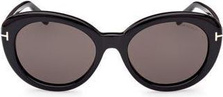Tom Ford 55mm Cat Eye Sunglasses in Shiny Black /Smoke at Nordstrom Rack