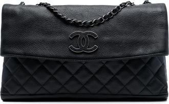 Chanel Black Quilted Calfskin Hamptons Foldover Flap