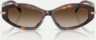 Michael Kors Wilmington occhiali da sole ovali con lenti grigie in tartarugato luggage-Marrone