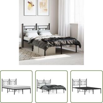 vidaXL vidaXL Letto robusto - Giroletto con Testiera in Metallo Nero 120x200 cm