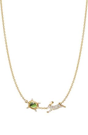 Monica Rich Kosann Slow & Steady Tortoise & Hare Pendant Necklace in Gold at Nordstrom, Size 17