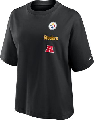 Nike Pittsburgh Steelers Primetime Premium Essential Boxy Nike Womens NFL T-Shirt in Black | 01CM00A7L-WX5