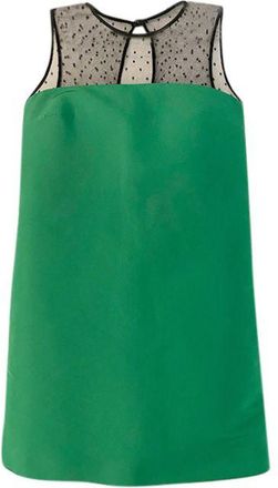 Red Valentino Dotted Tulle Green Shift Dress Size 40