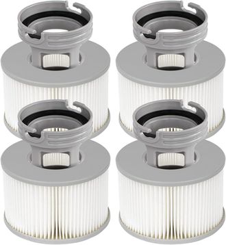 Gabrielle Paquete De 4 Filtros Para Ba&ntilde;era De Hidromasaje + Adaptador De Base Roscado Para Mspa, Versi&oacute;n Mejorada. Bomba De Cartucho De Filtro Para Mspa. Todas 