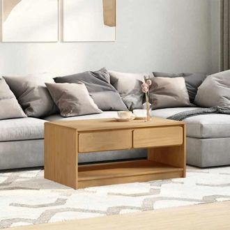 vidaXL Mesa De Centro Sauda Madera Maciza Pino Color Roble 99x55x45 Cm Vidaxl